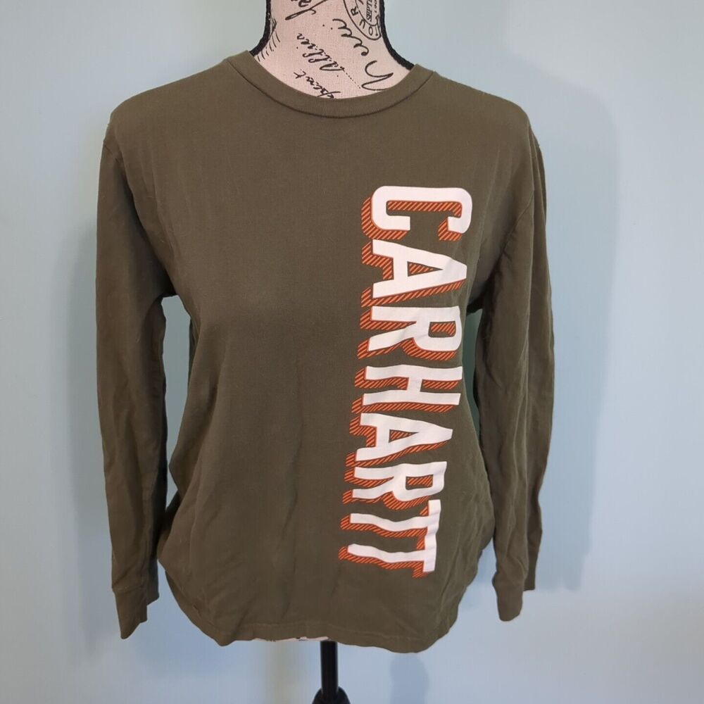 Carhartt Boys LG Size 14-16 Long Sleeve brown Shirt logo
